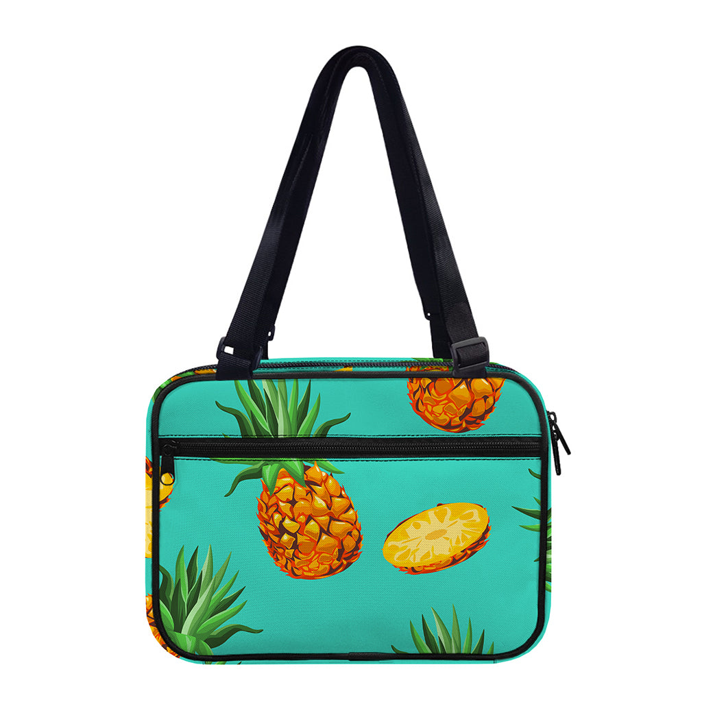 Pastel Turquoise Pineapple Pattern Print Double Strap Bible Bag