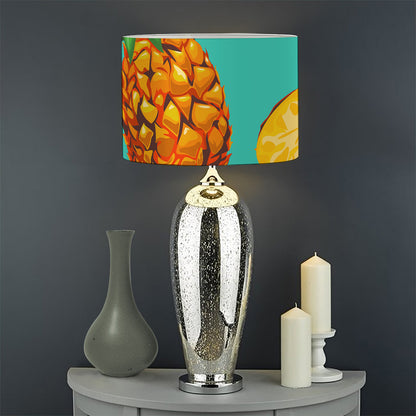 Pastel Turquoise Pineapple Pattern Print Drum Lamp Shade