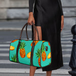 Pastel Turquoise Pineapple Pattern Print Duffle Bag
