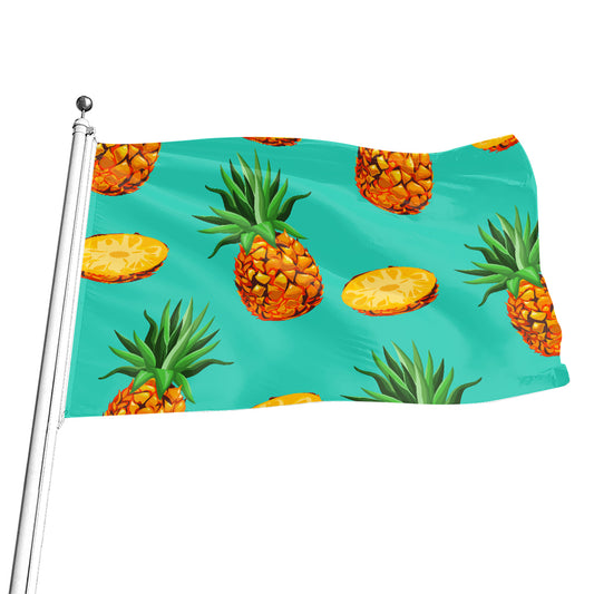 Pastel Turquoise Pineapple Pattern Print Flag