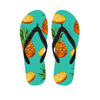 Pastel Turquoise Pineapple Pattern Print Flip Flops