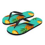 Pastel Turquoise Pineapple Pattern Print Flip Flops