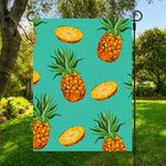 Pastel Turquoise Pineapple Pattern Print Garden Flag