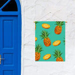 Pastel Turquoise Pineapple Pattern Print Garden Flag