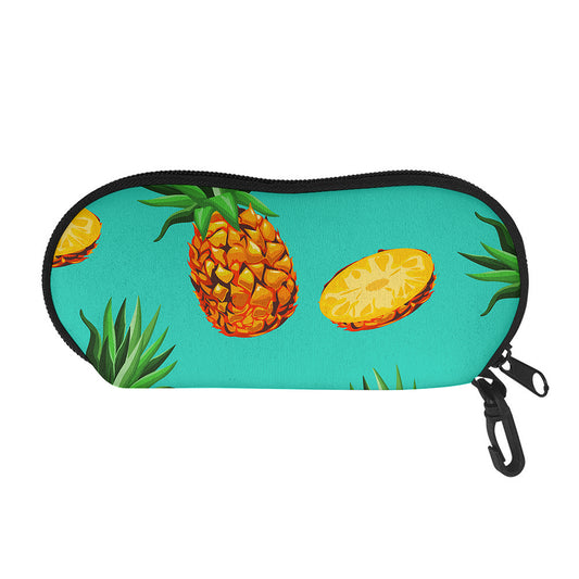 Pastel Turquoise Pineapple Pattern Print Glasses Case
