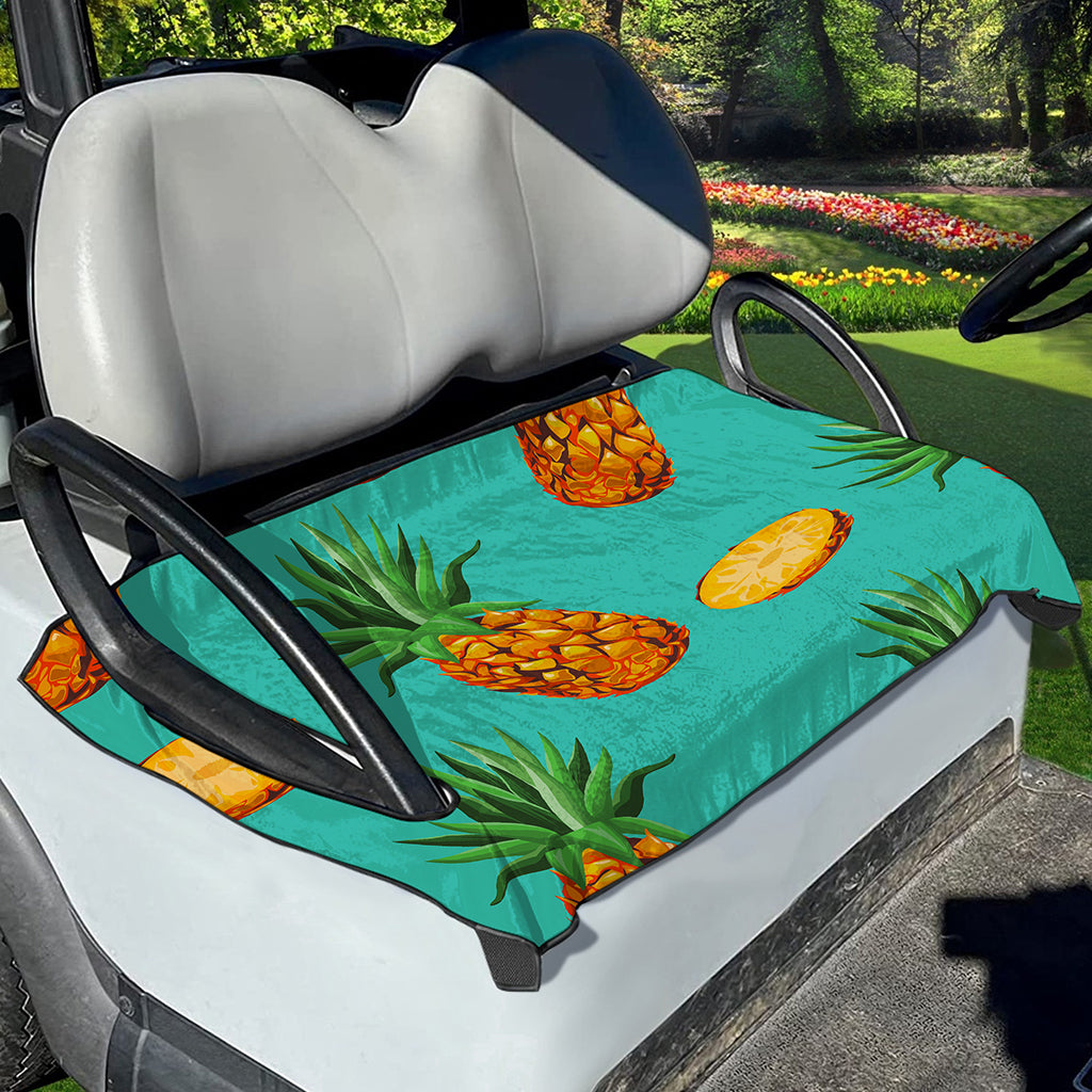 Pastel Turquoise Pineapple Pattern Print Golf Cart Seat Cover