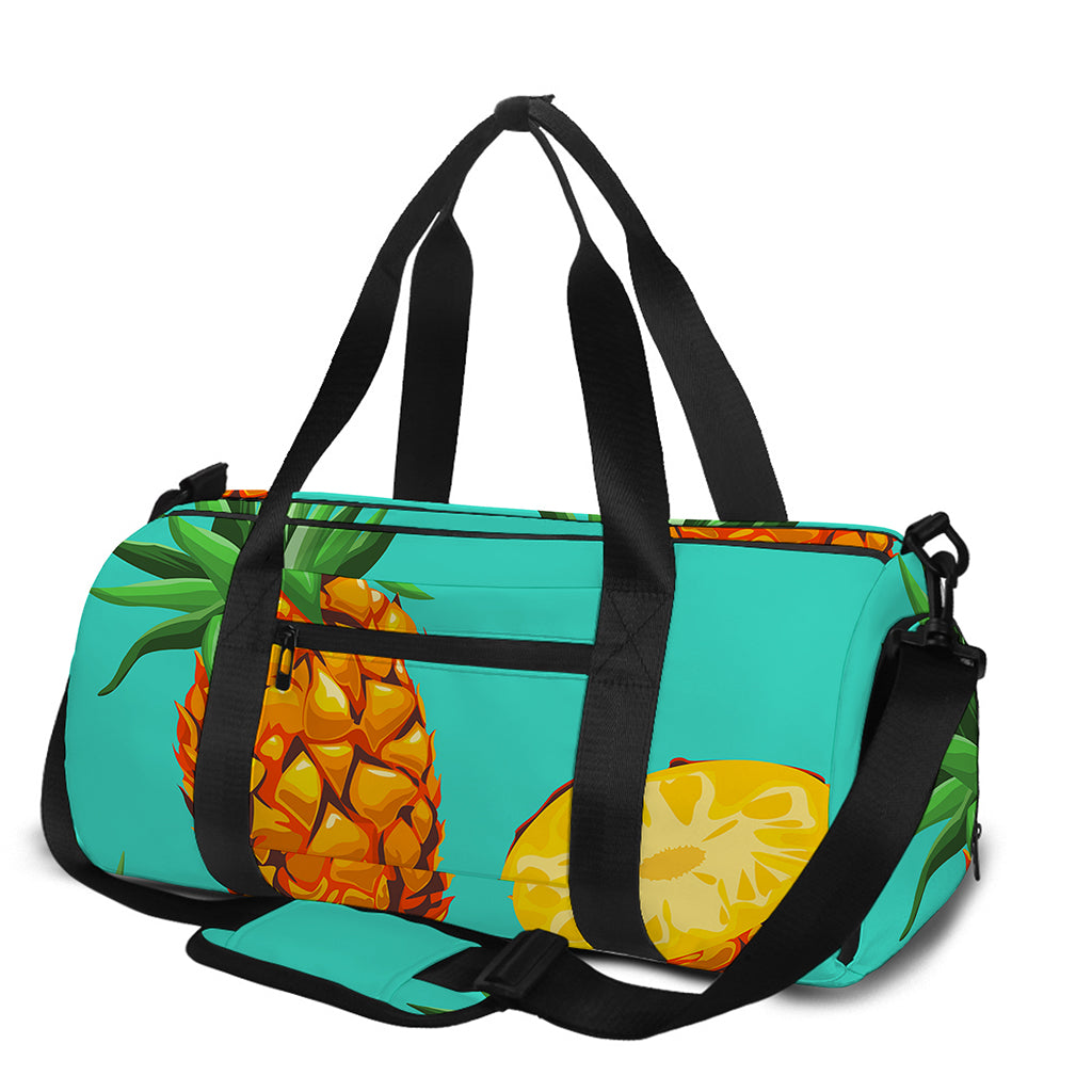Pastel Turquoise Pineapple Pattern Print Gym Bag
