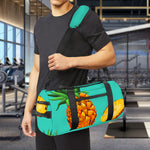 Pastel Turquoise Pineapple Pattern Print Gym Bag