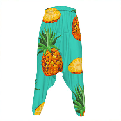 Pastel Turquoise Pineapple Pattern Print Hammer Pants