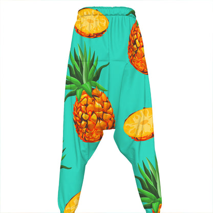 Pastel Turquoise Pineapple Pattern Print Hammer Pants