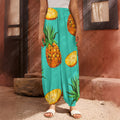 Pastel Turquoise Pineapple Pattern Print Harem Pants