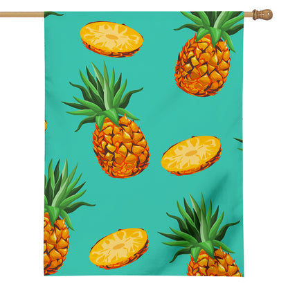 Pastel Turquoise Pineapple Pattern Print House Flag