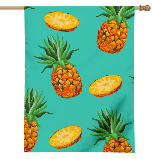 Pastel Turquoise Pineapple Pattern Print House Flag