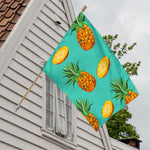 Pastel Turquoise Pineapple Pattern Print House Flag