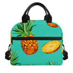 Pastel Turquoise Pineapple Pattern Print Insulated Lunch Bag