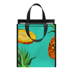 Pastel Turquoise Pineapple Pattern Print Insulated Lunch Tote