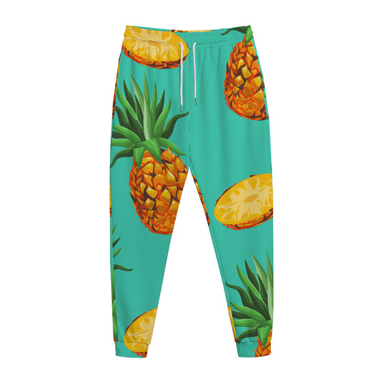 Pastel Turquoise Pineapple Pattern Print Jogger Pants