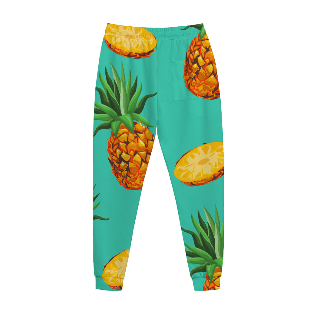 Pastel Turquoise Pineapple Pattern Print Jogger Pants