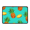 Pastel Turquoise Pineapple Pattern Print Kitchen Mat