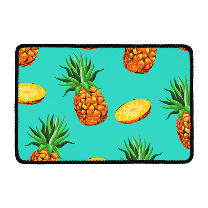 Pastel Turquoise Pineapple Pattern Print Kitchen Mat