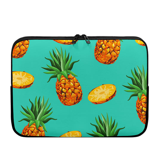 Pastel Turquoise Pineapple Pattern Print Laptop Sleeve