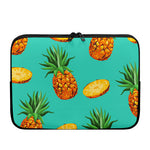 Pastel Turquoise Pineapple Pattern Print Laptop Sleeve