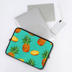 Pastel Turquoise Pineapple Pattern Print Laptop Sleeve