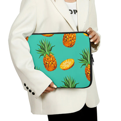 Pastel Turquoise Pineapple Pattern Print Laptop Sleeve