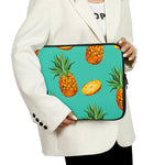 Pastel Turquoise Pineapple Pattern Print Laptop Sleeve