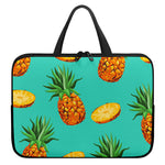 Pastel Turquoise Pineapple Pattern Print Laptop Sleeve With Handle