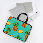 Pastel Turquoise Pineapple Pattern Print Laptop Sleeve With Handle