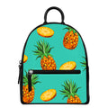Pastel Turquoise Pineapple Pattern Print Leather Backpack