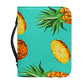 Pastel Turquoise Pineapple Pattern Print Leather Bible Cover