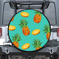 Pastel Turquoise Pineapple Pattern Print Leather Spare Tire Cover