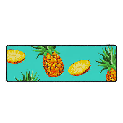 Pastel Turquoise Pineapple Pattern Print Long Kitchen Mat