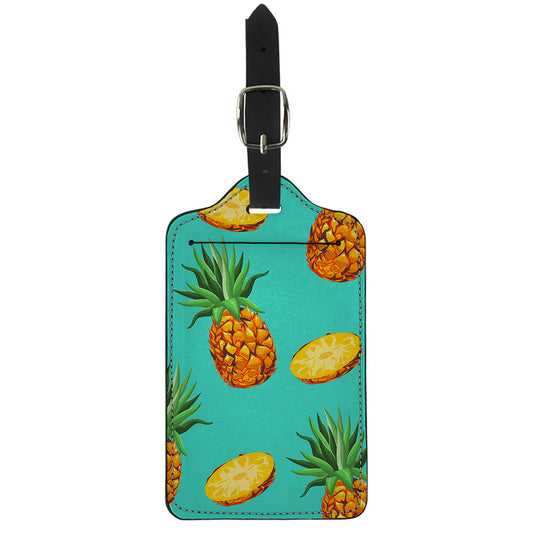 Pastel Turquoise Pineapple Pattern Print Luggage Tag