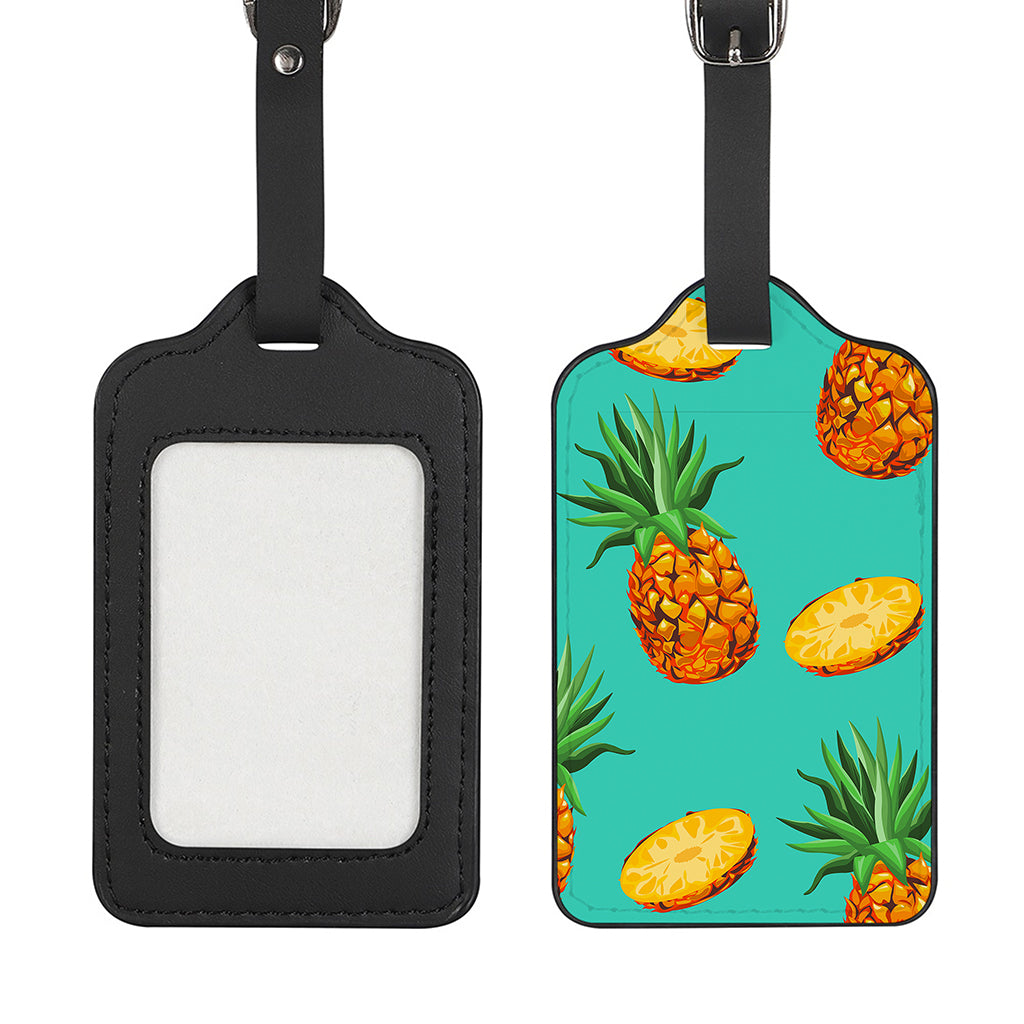 Pastel Turquoise Pineapple Pattern Print Luggage Tag