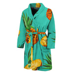 Pastel Turquoise Pineapple Pattern Print Men's Bathrobe