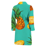 Pastel Turquoise Pineapple Pattern Print Men's Bathrobe