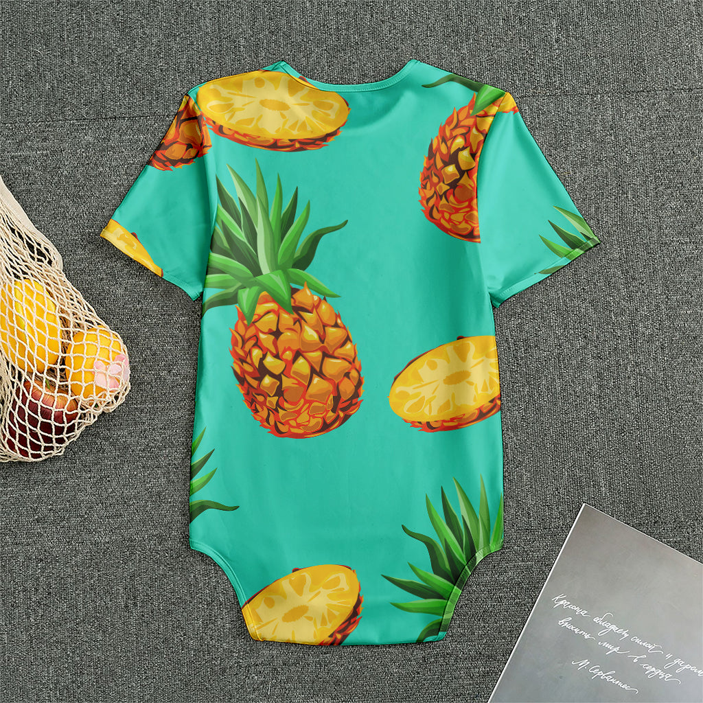 Pastel Turquoise Pineapple Pattern Print Men's Bodysuit