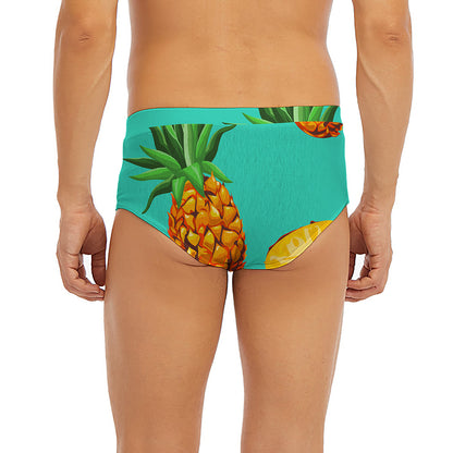 Pastel Turquoise Pineapple Pattern Print Men's Briefs
