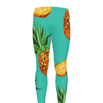 Pastel Turquoise Pineapple Pattern Print Men's leggings