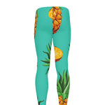 Pastel Turquoise Pineapple Pattern Print Men's leggings