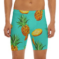 Pastel Turquoise Pineapple Pattern Print Men's Long Boxer Briefs