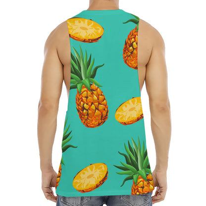 Pastel Turquoise Pineapple Pattern Print Men's Muscle Tank Top