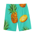 Pastel Turquoise Pineapple Pattern Print Men's Sports Shorts