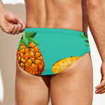 Pastel Turquoise Pineapple Pattern Print Men's Swim Briefs