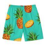 Pastel Turquoise Pineapple Pattern Print Men's Swim Trunks