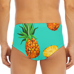 Pastel Turquoise Pineapple Pattern Print Men's Triangle Swim Briefs