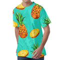 Pastel Turquoise Pineapple Pattern Print Men's Velvet T-Shirt